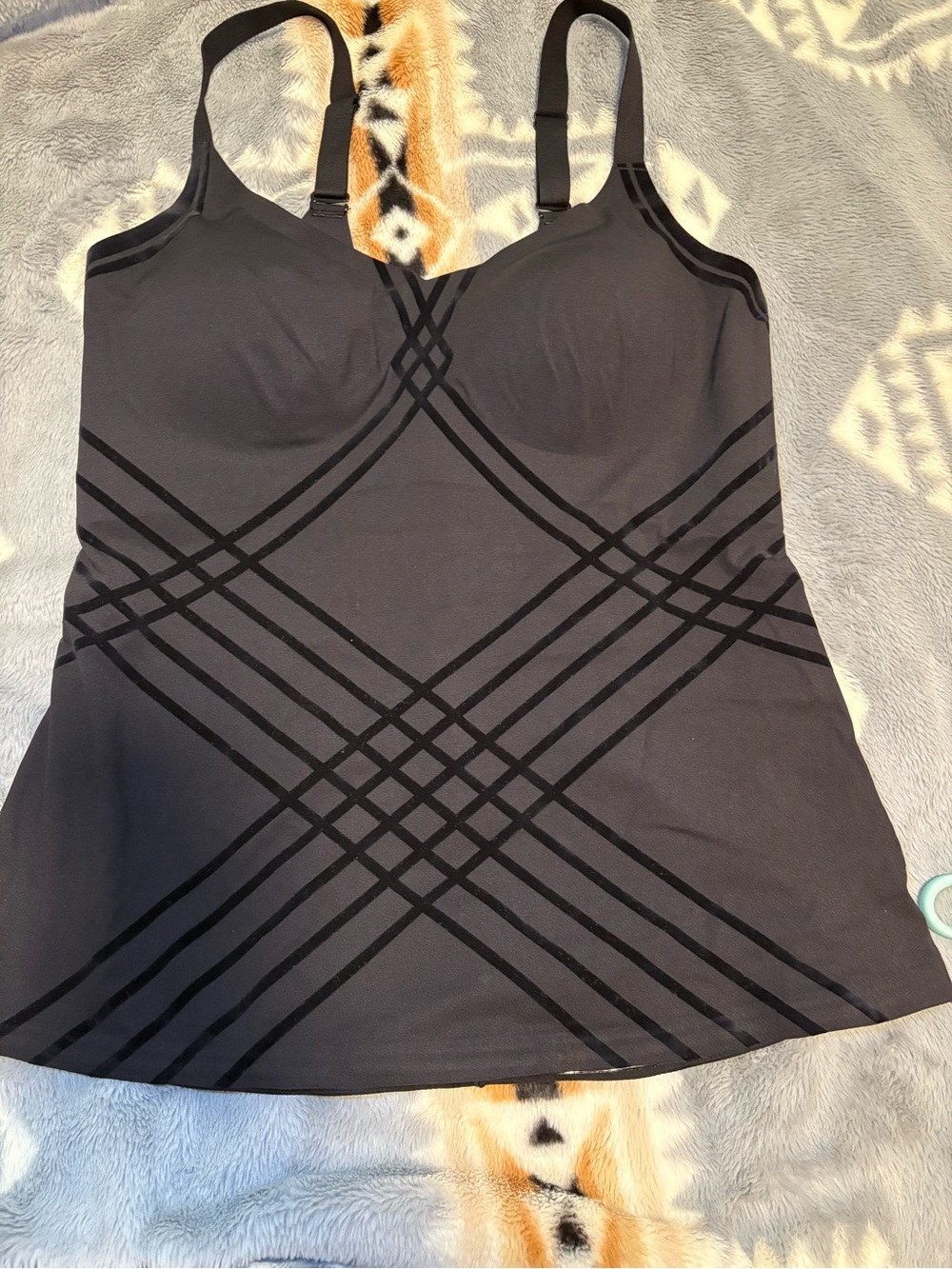 Honeylove Black Supportive Tank Top with Subtle Logo Print